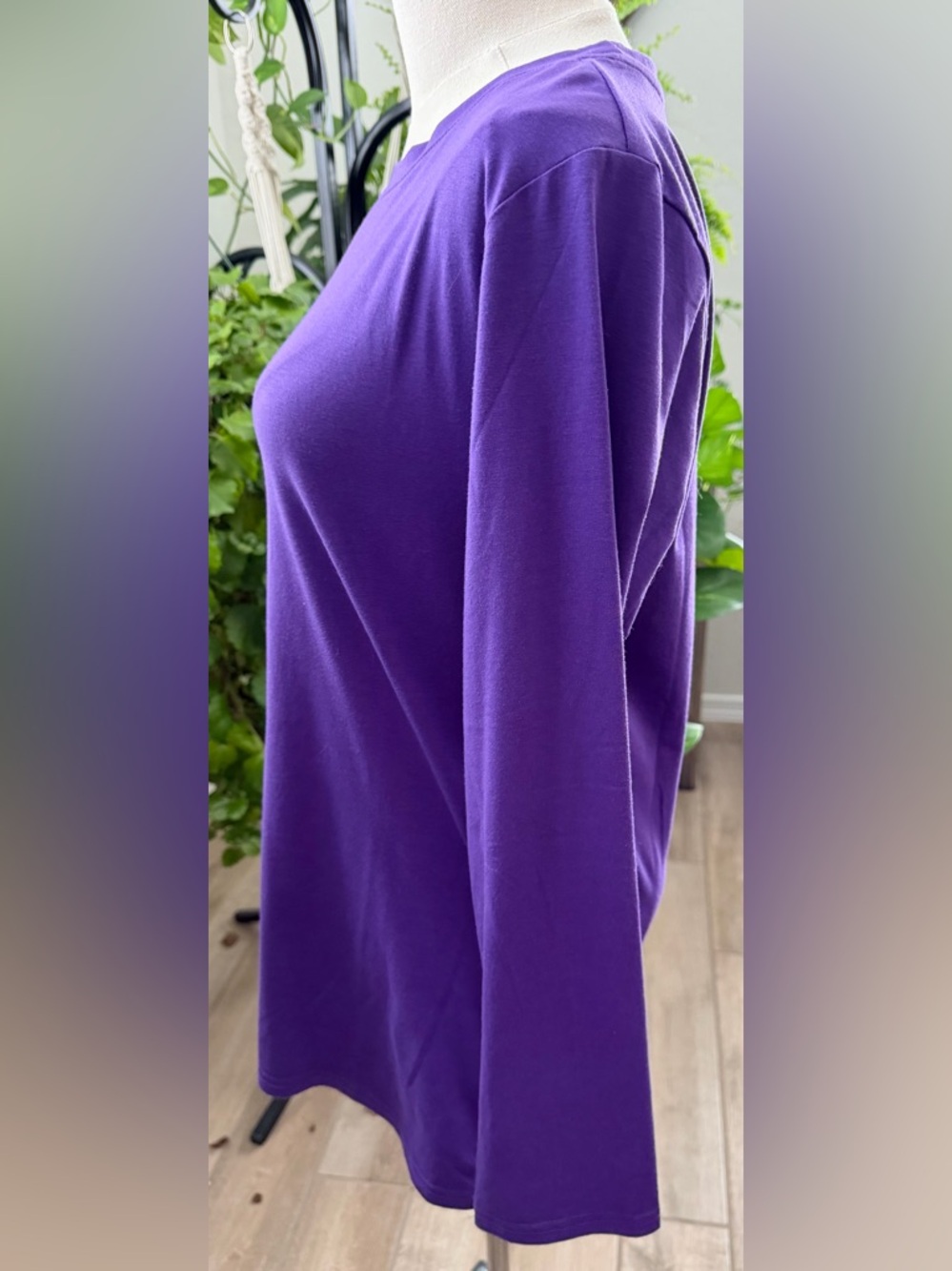 Women's Long-Sleeve Crewneck Tee in Purple - Picture 5 of 6